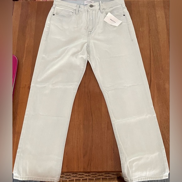 Frame Denim Le Hollywood Crop Jeans Sz 26 High Rise Straight Beach Out Rips Wash - Picture 4 of 14